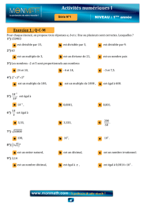 1 ère année Activités numériques I