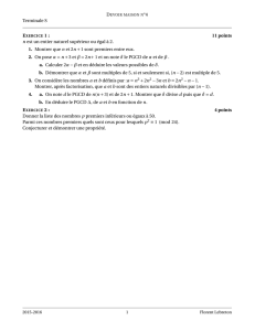 Terminale S 11 points n est un entier naturel supérieur ou égal à 2