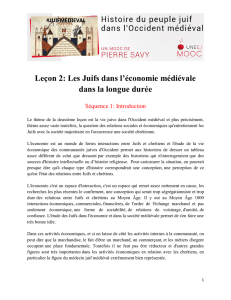 Leçon 2: Les Juifs dans l`économie médiévale dans la