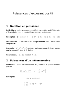 Puissances d`exposant positif