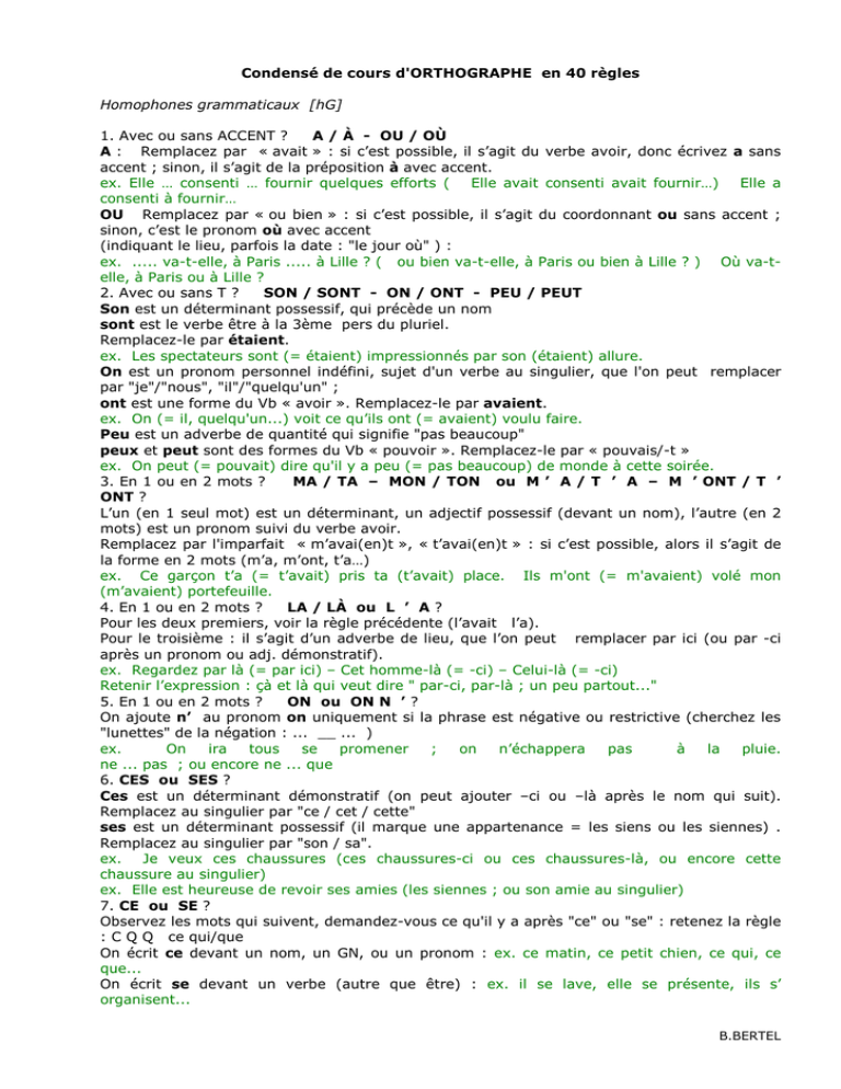Orthographe Def Règles d`orthographe