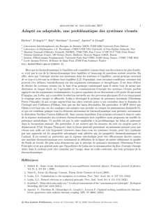 Adapté ou adaptable, une problématique des syst`emes vivants