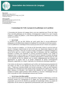 Communiqué de l`ASL à propos de la polémique sur le prédicat