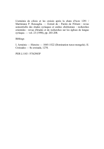 L`arménie de cilicie et les croisés après la chute d`Acre 1291