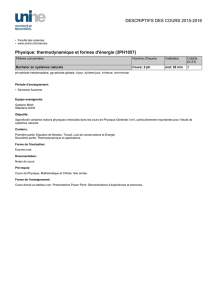 thermodynamique et formes d`énergie