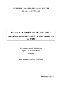 REUSSIR LA SORTIE DU PATIENT AGE :