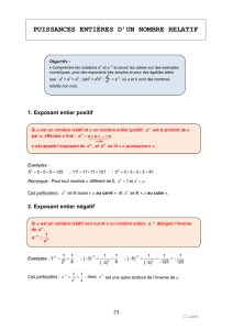 PUISSANCES ENTIÈRES D`UN NOMBRE RELATIF