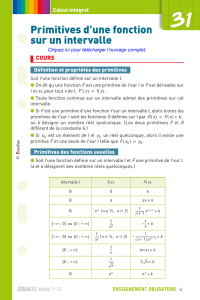 Primitives d`une fonction sur un intervalle