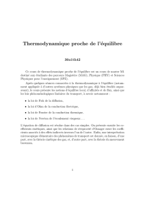 Thermodynamique proche de l`équilibre