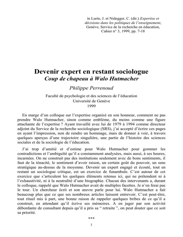 Devenir Expert En Restant Sociologue Coup De Chapeau Walo