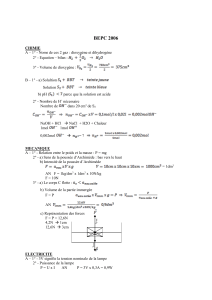 BEPC 2006 CHIMIE A – 1° - Noms de ces 2 gaz : dioxygène et