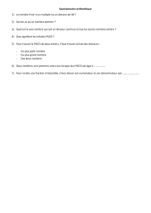 Questionnaire arithmétique 1) Le nombre 9 est-il