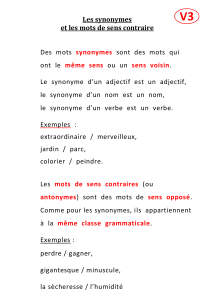 Les synonymes et les mots de sens contraire - Ecole Pic