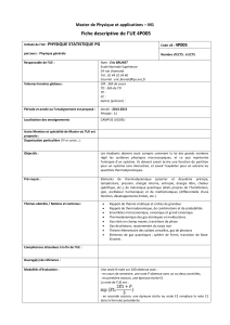 Fiche descriptive de l’UE 4P005 PHYSIQUE STATISTIQUE PG 4P005