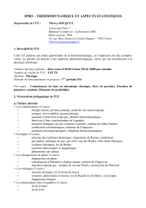 3P003 – THERMODYNAMIQUE ET ASPECTS STATISTIQUES