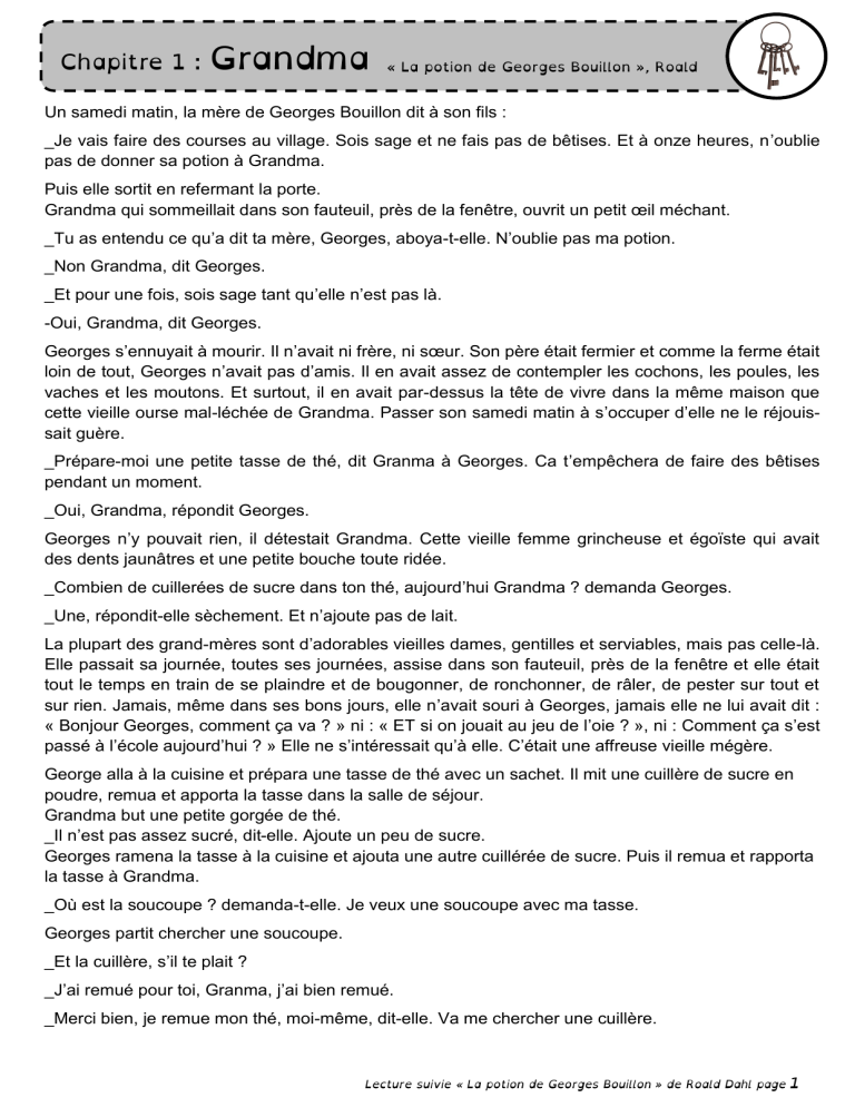 La Potion Magique De Georges Bouillon Tapuscrit